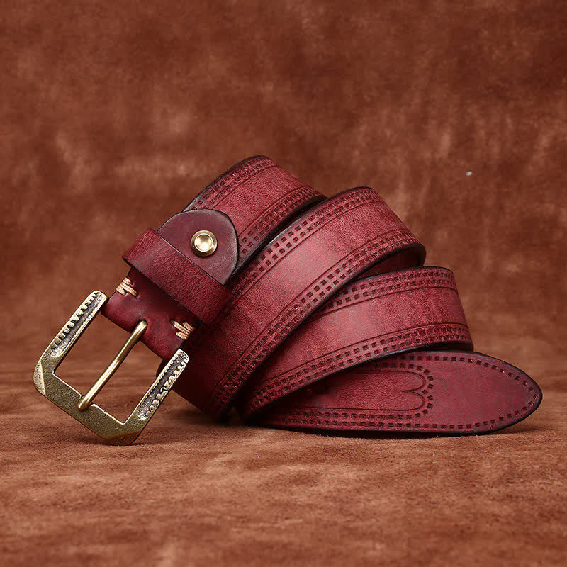Cintura in pelle di jeans casual retrò usurata da uomo - Marrone-rossastro - 46 - image 11