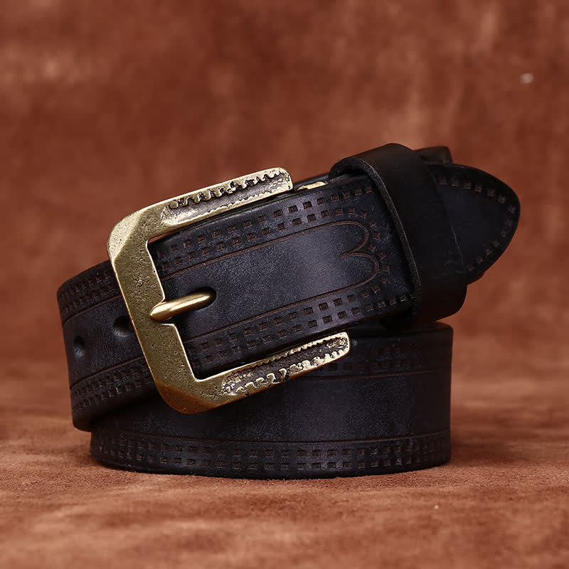 Cintura in pelle di jeans casual retrò usurata da uomo - Nero - 46 - image 8
