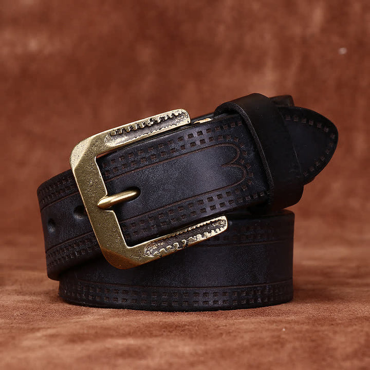 Cintura in pelle di jeans casual retrò usurata da uomo - Nero - 46 - image 8