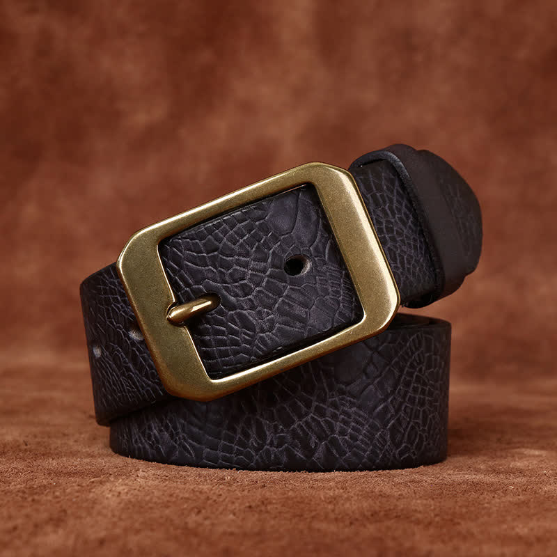 Cintura da uomo in pelle pieno fiore con stampa coccodrillo - Nero - 46 - image 5
