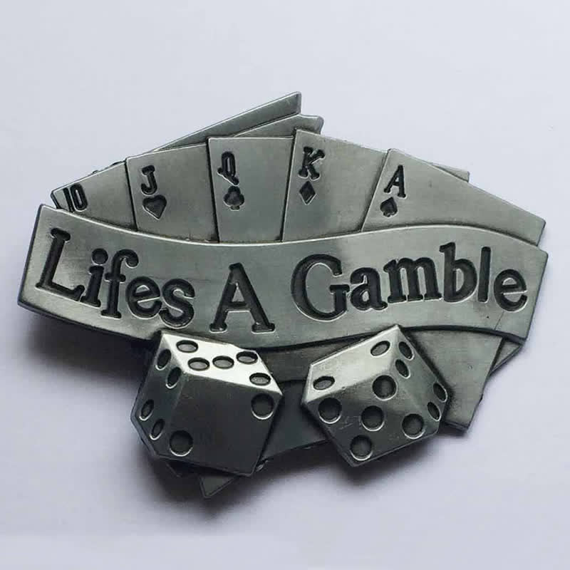 Cintura in pelle con fibbia da poker "Life's A Gamble" fai da te da uomo - image 2