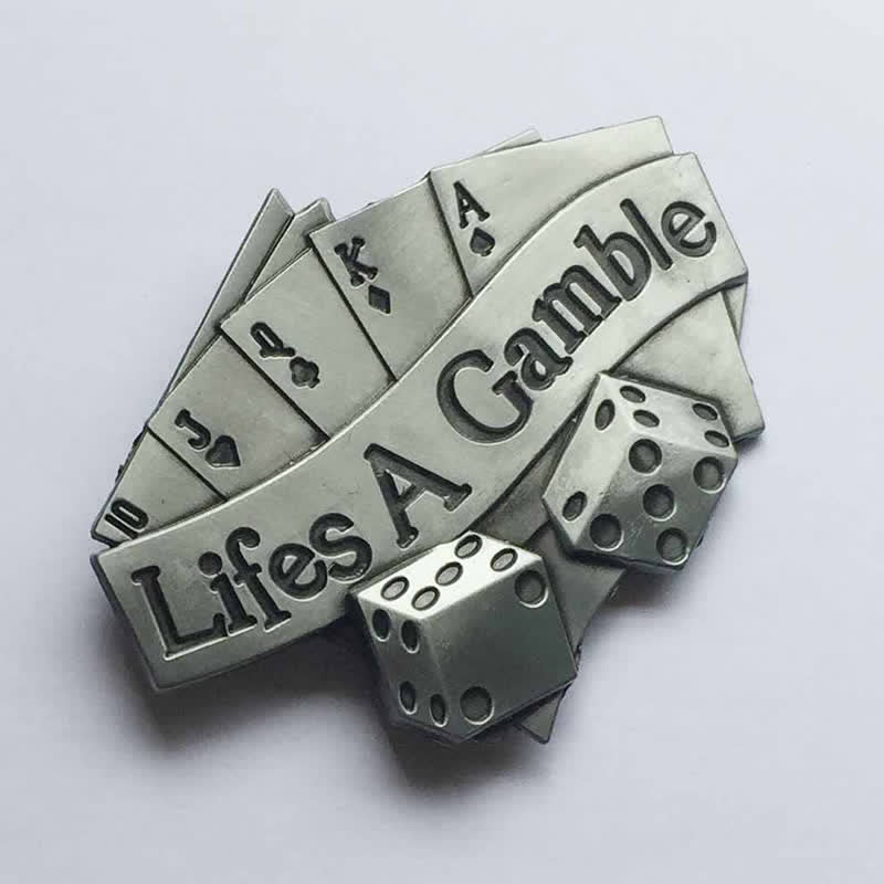 Cintura in pelle con fibbia da poker "Life's A Gamble" fai da te da uomo - image 3