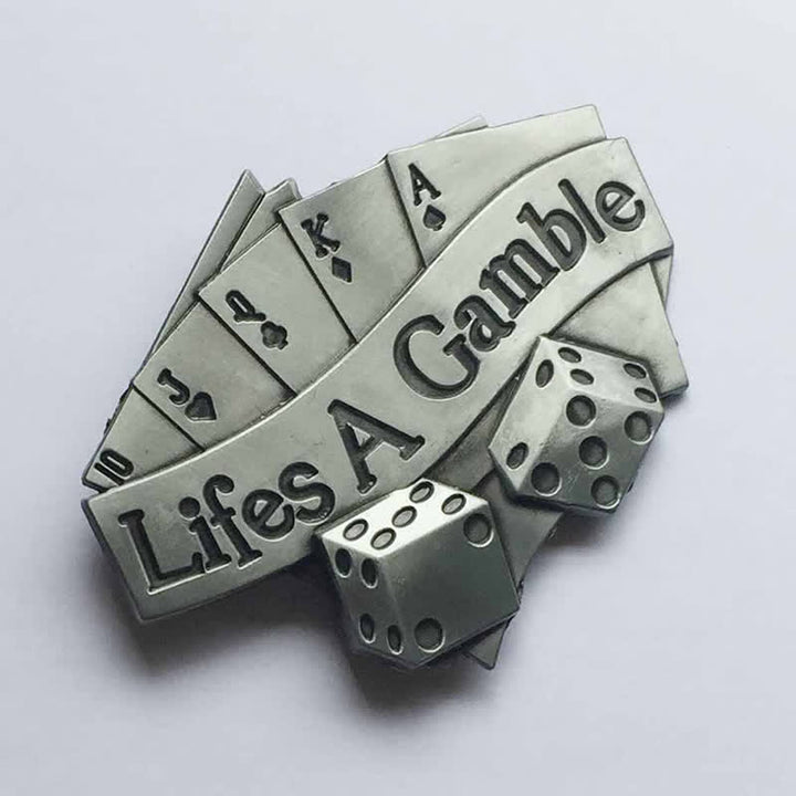 Cintura in pelle con fibbia da poker "Life's A Gamble" fai da te da uomo - image 3