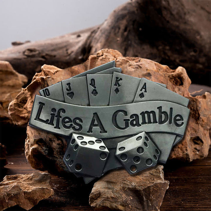 Cintura in pelle con fibbia da poker "Life's A Gamble" fai da te da uomo - Poker - Senza cintura - image 0