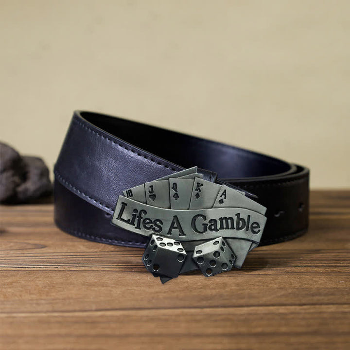 Cintura in pelle con fibbia da poker "Life's A Gamble" fai da te da uomo - Poker - Cintura PU nera (40) - image 4