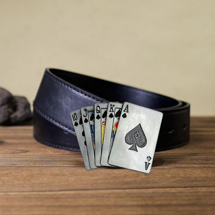 Cintura in pelle con fibbia da poker per gioco da casinò fai da te da uomo - Poker - Cintura PU nera (40) - image 3