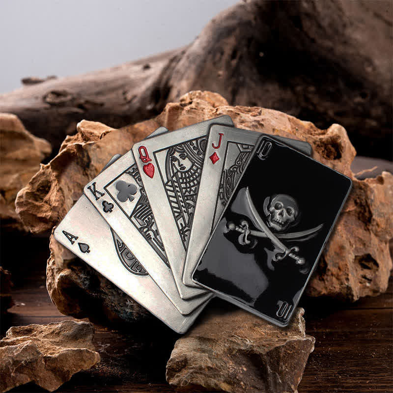 Cintura in pelle con fibbia a filo da poker con teschio pirata fai da te da uomo - Poker - Senza cintura - image 0