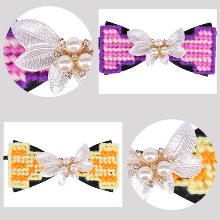 Papillon da uomo in lana intrecciata con perle e fiori di pietra - image 10
