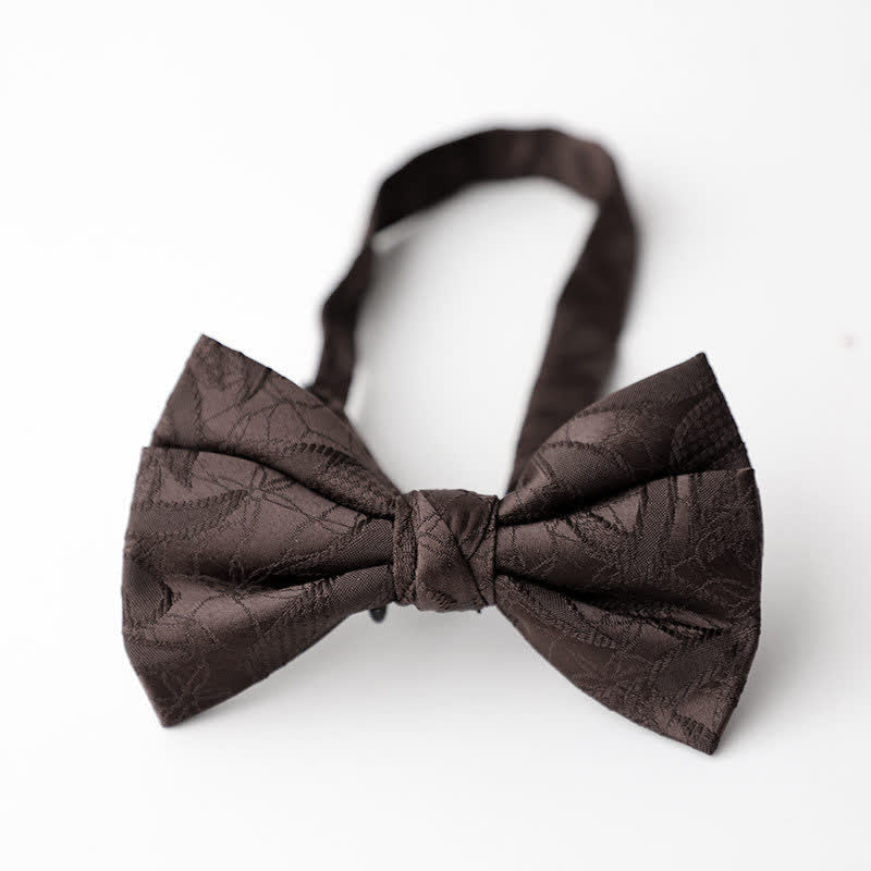 Papillon da uomo con motivo a foglie vintage - Marrone - image 7