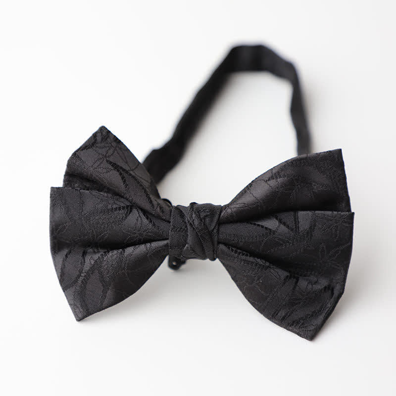 Papillon da uomo con motivo a foglie vintage - Nero - image 6