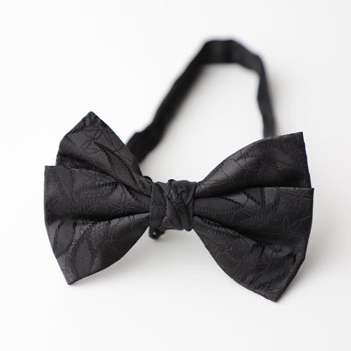 Papillon da uomo con motivo a foglie vintage - Nero - image 6