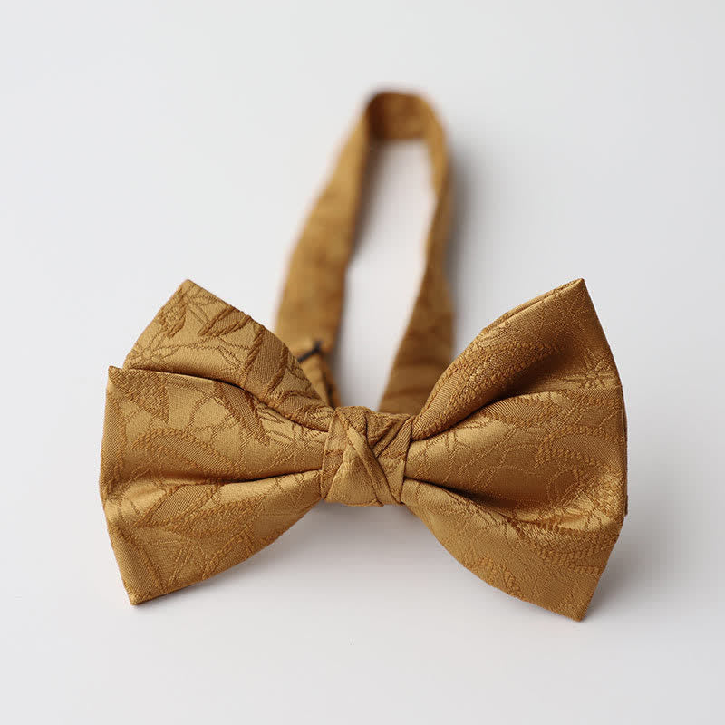 Papillon da uomo con motivo a foglie vintage - Giallo - image 8