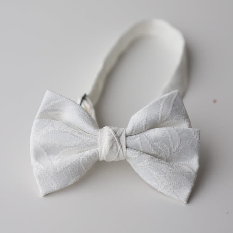 Papillon da uomo con motivo a foglie vintage - Bianco - image 10