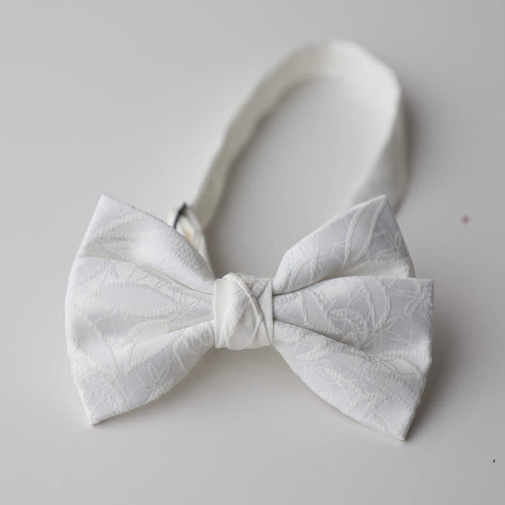 Papillon da uomo con motivo a foglie vintage - Bianco - image 10