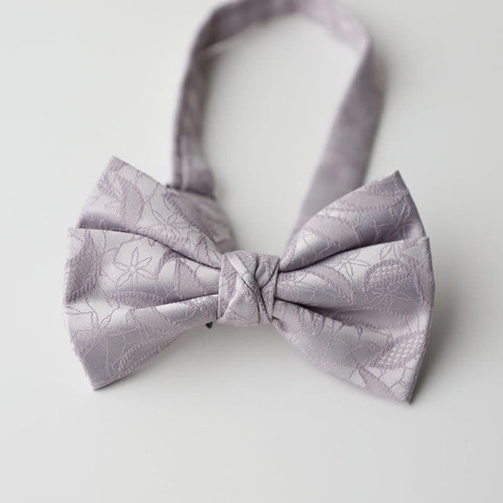 Papillon da uomo con motivo a foglie vintage - Grigio - image 9