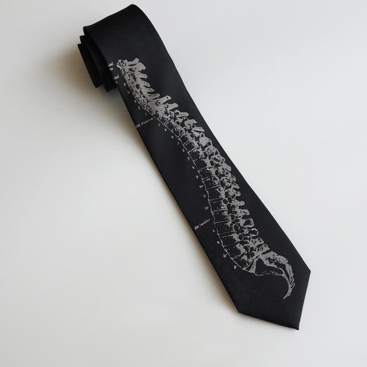 Cravatta da uomo con teschio nero e spina dorsale ricamata - image 7