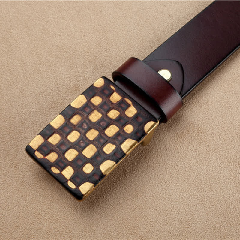 Cintura in pelle da uomo in stile geometrico a scacchi - image 8