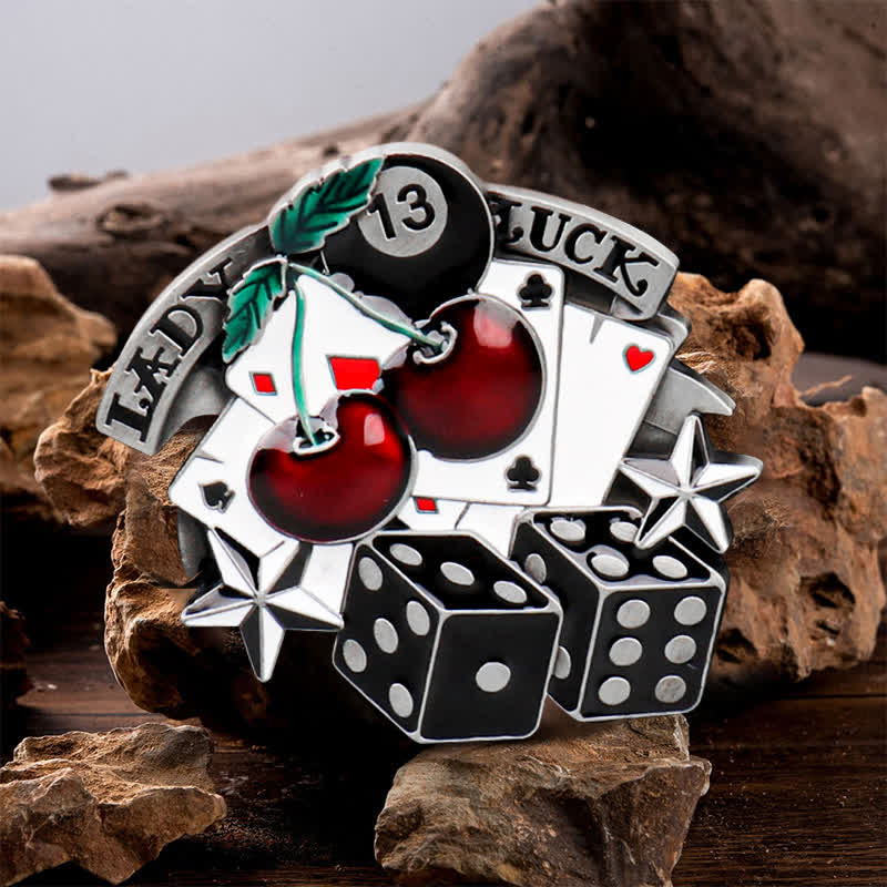 Cintura in pelle con fibbia a forma di dado da poker in ciliegio fai da te da uomo - Poker e dadi - Senza cintura - image 0
