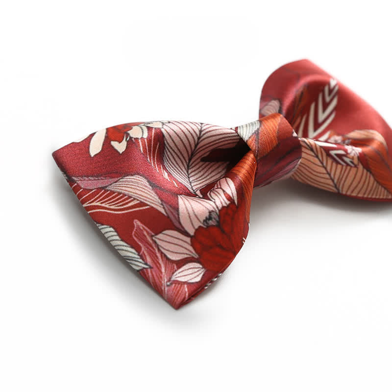 Papillon da uomo con stampa floreale rossa per matrimonio - image 3