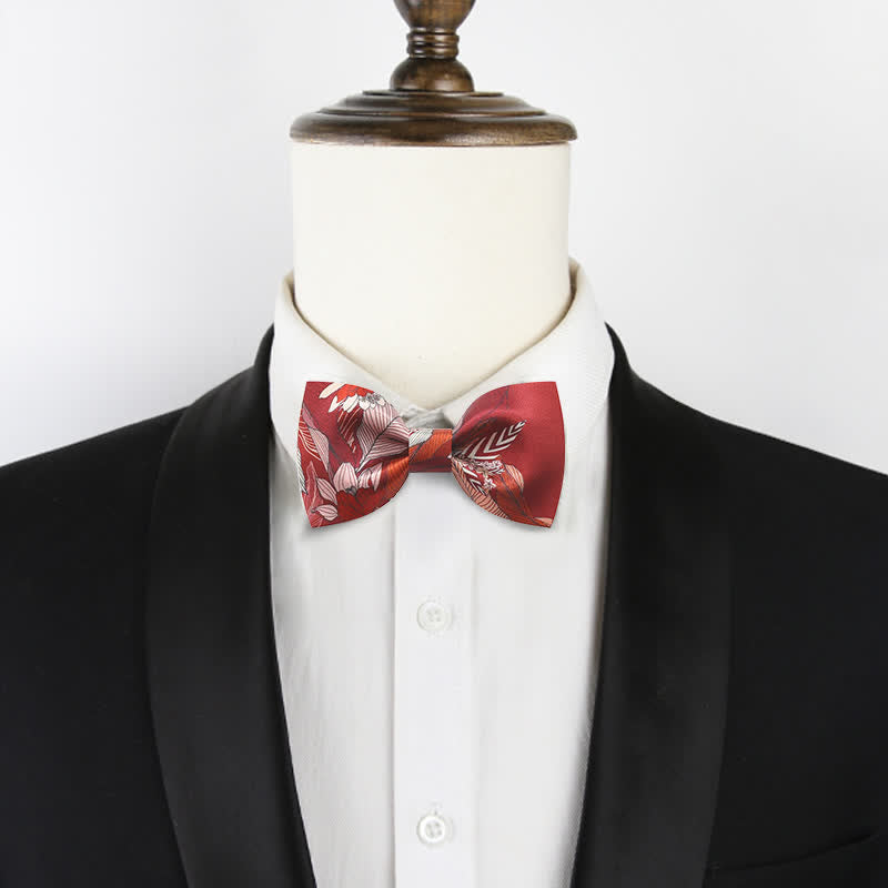 Papillon da uomo con stampa floreale rossa per matrimonio - image 1