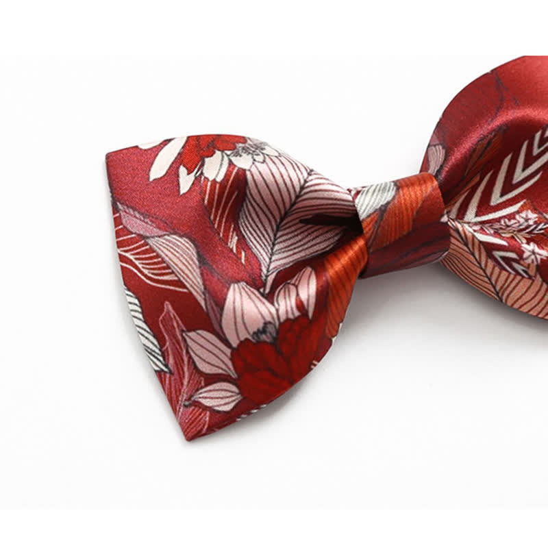 Papillon da uomo con stampa floreale rossa per matrimonio - image 2