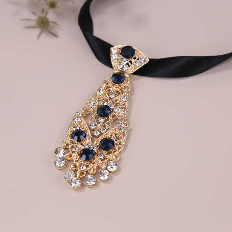 Cravatta da uomo con strass e cristalli, corta e glitterata, da sposa - Marina Militare - image 1