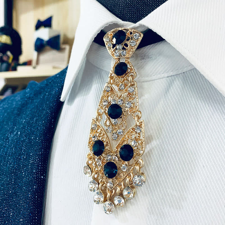 Cravatta da uomo con strass e cristalli, corta e glitterata, da sposa - image 0