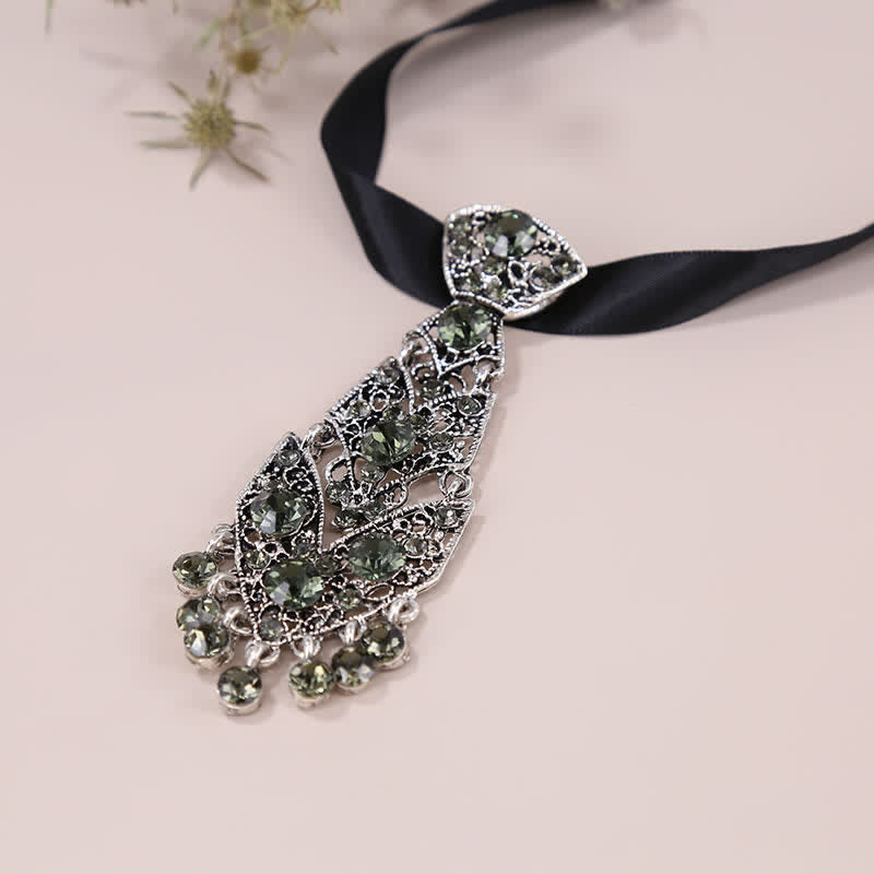 Cravatta da uomo con strass e cristalli, corta e glitterata, da sposa - Grigio - image 11