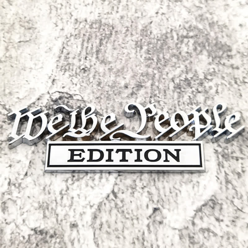 Distintivo per auto adesivo in metallo We The People EDITION - Argento e nero - image 1