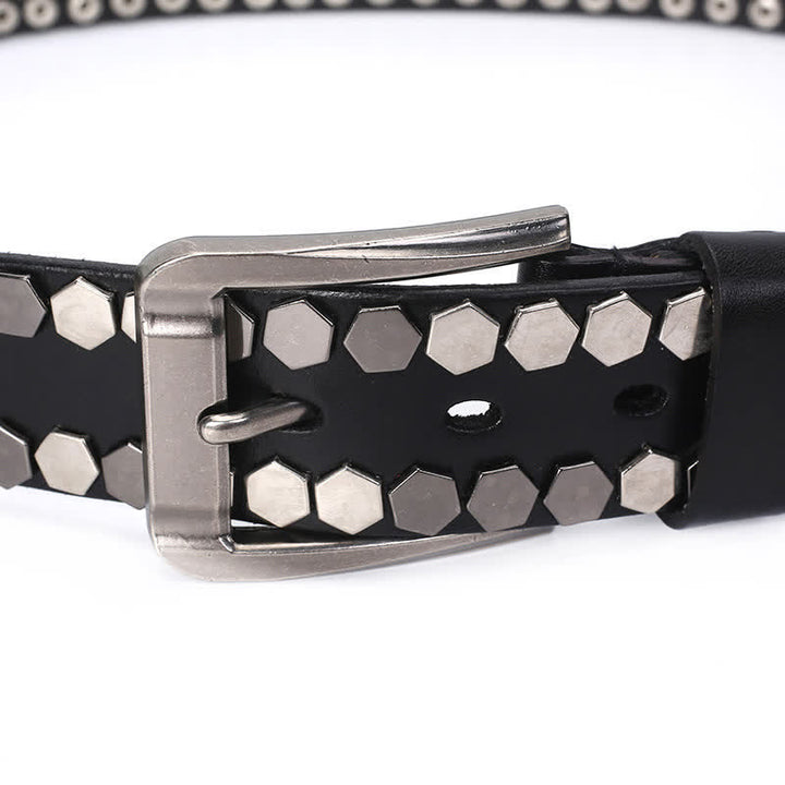 Cintura unisex in pelle con borchie esagonali - image 11