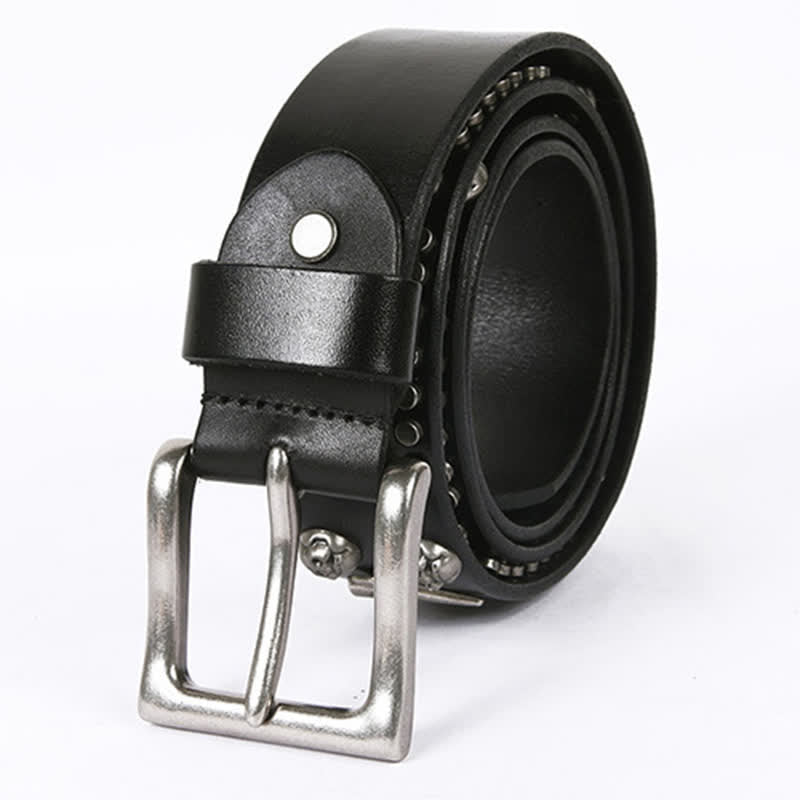 Cintura unisex in pelle con borchie a croce e teschio - image 1