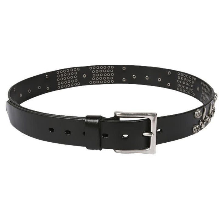 Cintura unisex in pelle con borchie a croce e teschio - image 5