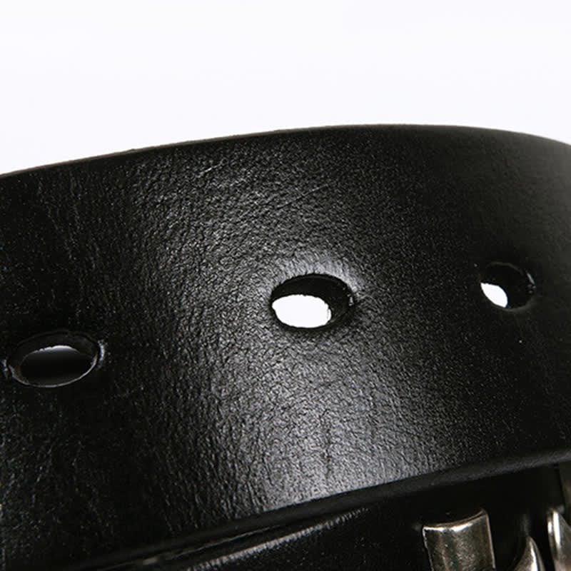 Cintura unisex in pelle con borchie a croce e teschio - image 12