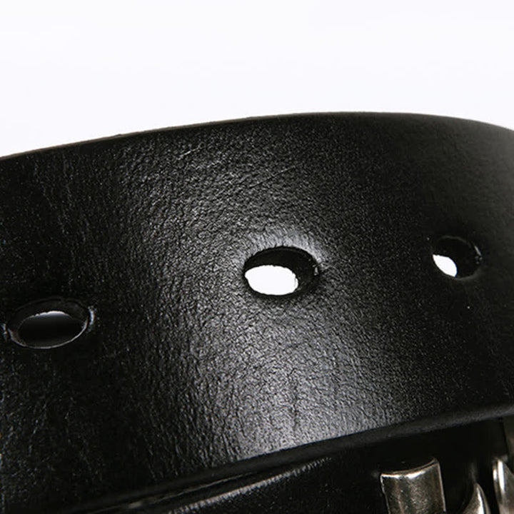 Cintura unisex in pelle con borchie a croce e teschio - image 12