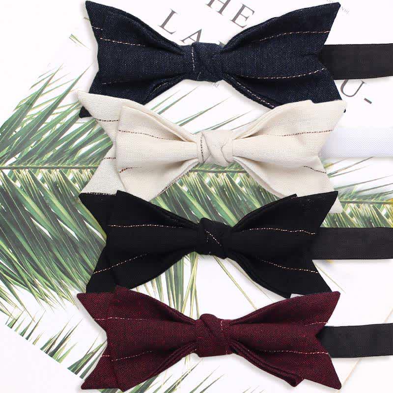 Papillon da matrimonio a righe casual da uomo a forma di punta - image 0