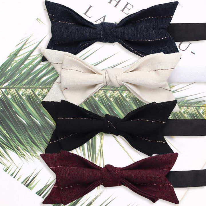 Papillon da matrimonio a righe casual da uomo a forma di punta - image 0