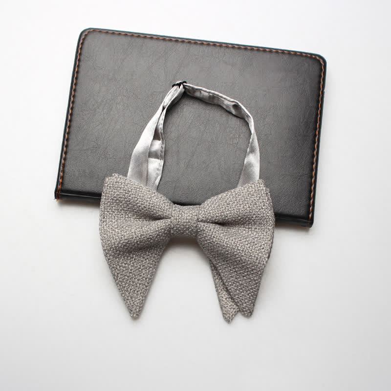 Papillon oversize a punta in lino e cotone da uomo - Grigio - image 11