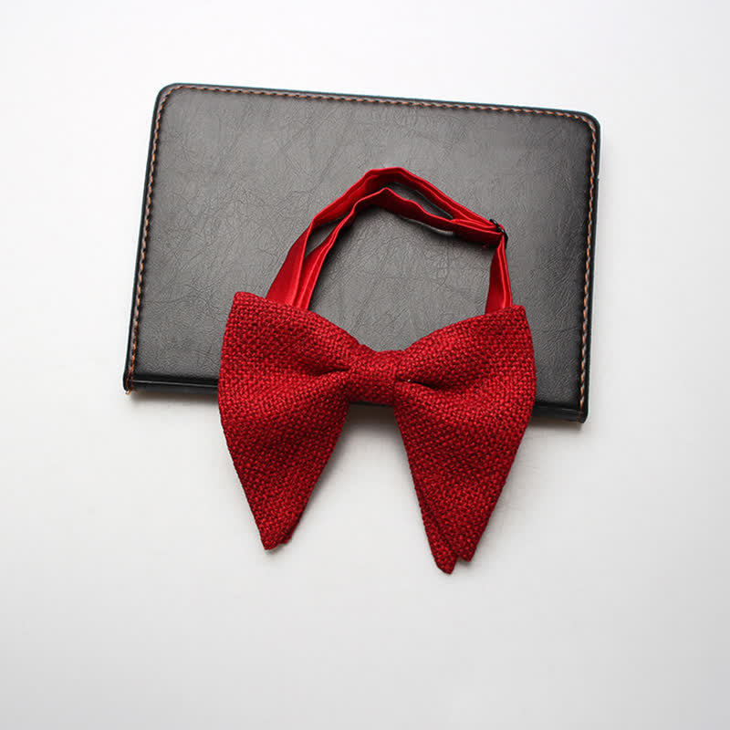 Papillon oversize a punta in lino e cotone da uomo - Rosso - image 6