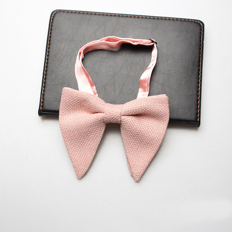 Papillon oversize a punta in lino e cotone da uomo - Rosa - image 1