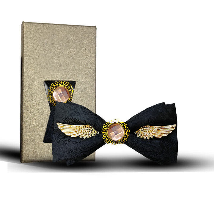 Papillon da uomo con pietre preziose e ali dorate - Stile n. 2 - Nero - image 3