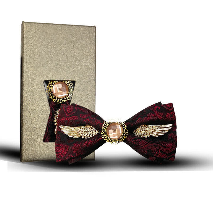 Papillon da uomo con pietre preziose e ali dorate - Stile n. 2 - Borgogna - image 8