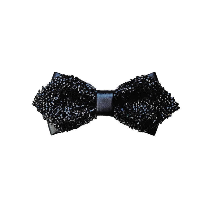 Papillon a punta con doppio strato di strass glitterati da uomo - Nero - image 4