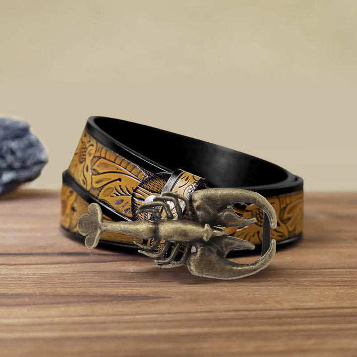 Cintura in pelle con fibbia a forma di mini scorpione fai da te da uomo - Scorpion - Cintura marrone sabbia (40) - image 9