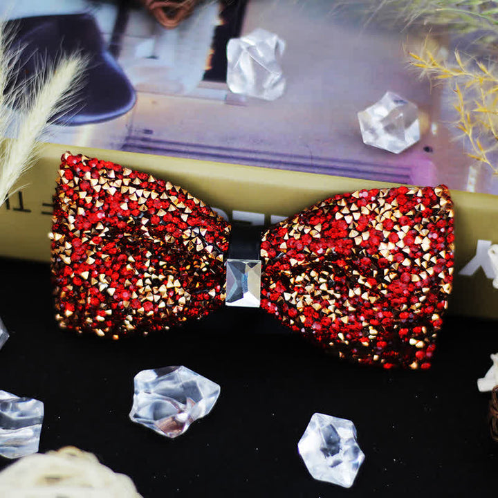 Papillon di lusso con perline e strass di cristallo da uomo - Rosso - image 1