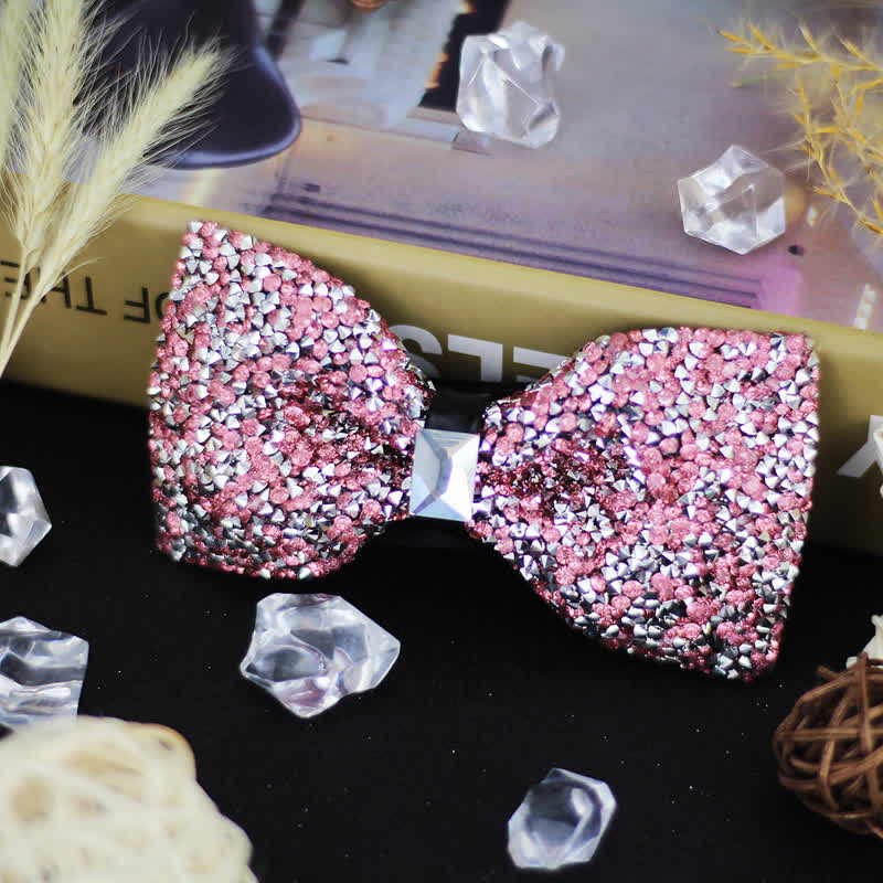 Papillon di lusso con perline e strass di cristallo da uomo - Rosa - image 3