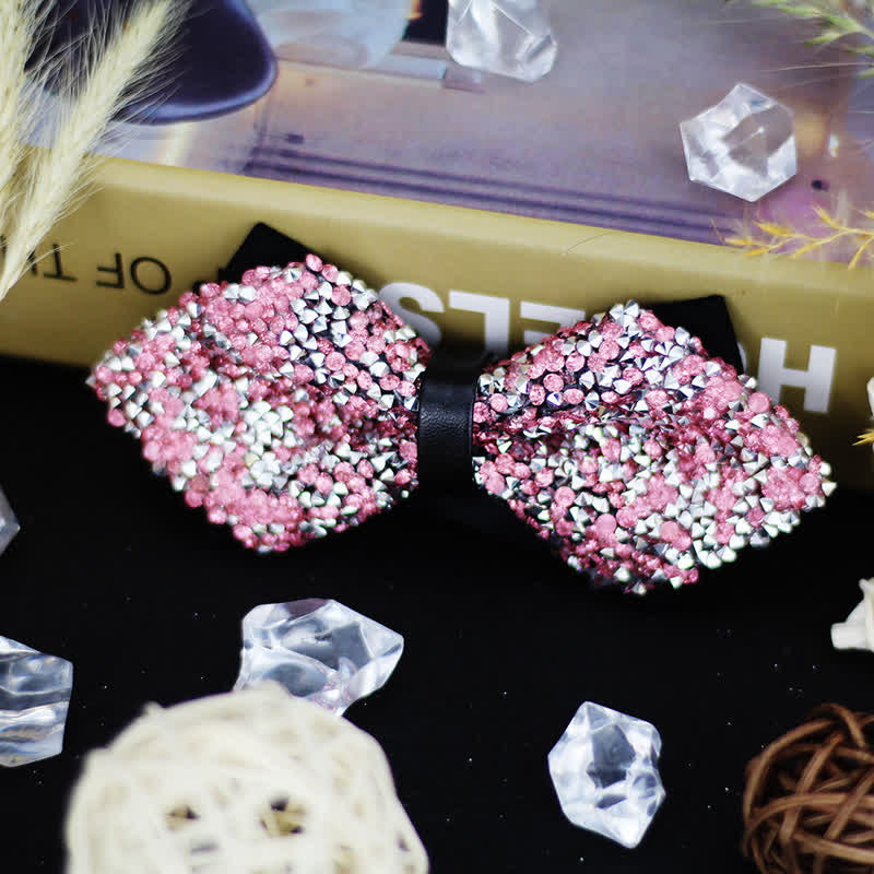 Papillon a punta con doppio strato di strass scintillanti da uomo - Rosa - image 3
