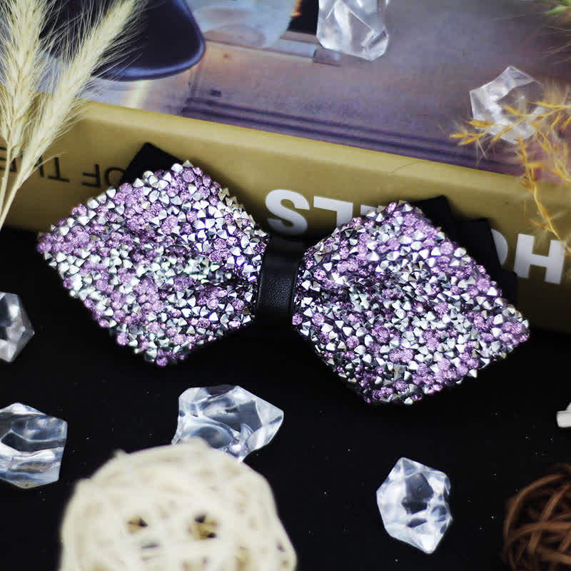 Papillon a punta con doppio strato di strass scintillanti da uomo - Viola - image 0