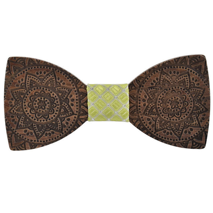 Papillon in legno con incisione di lusso da uomo - Giallo - image 8