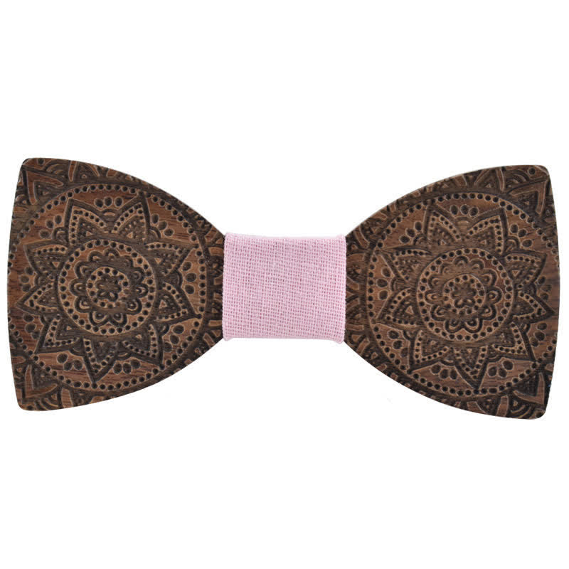 Papillon in legno con incisione di lusso da uomo - Rosa - image 12