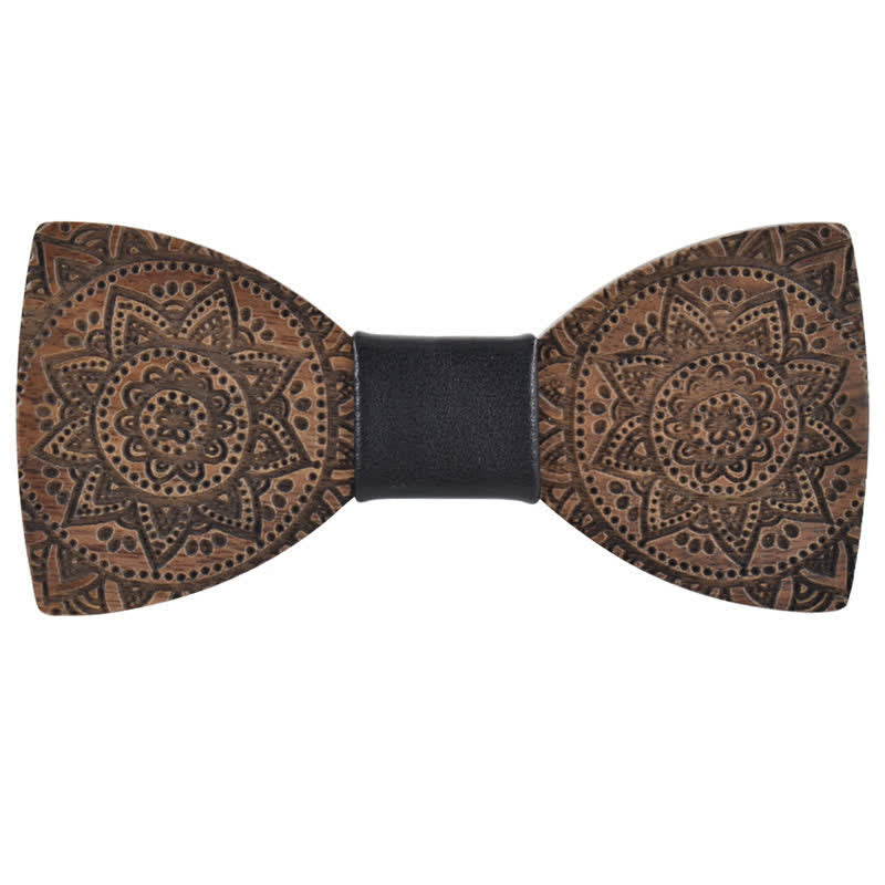 Papillon in legno con incisione di lusso da uomo - Nero - image 0